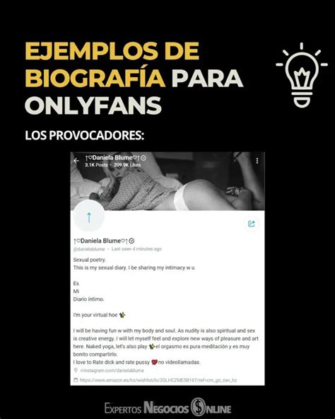 biografia para onlyfans ejemplos|Crear una biografía para OnlyFans atractiva